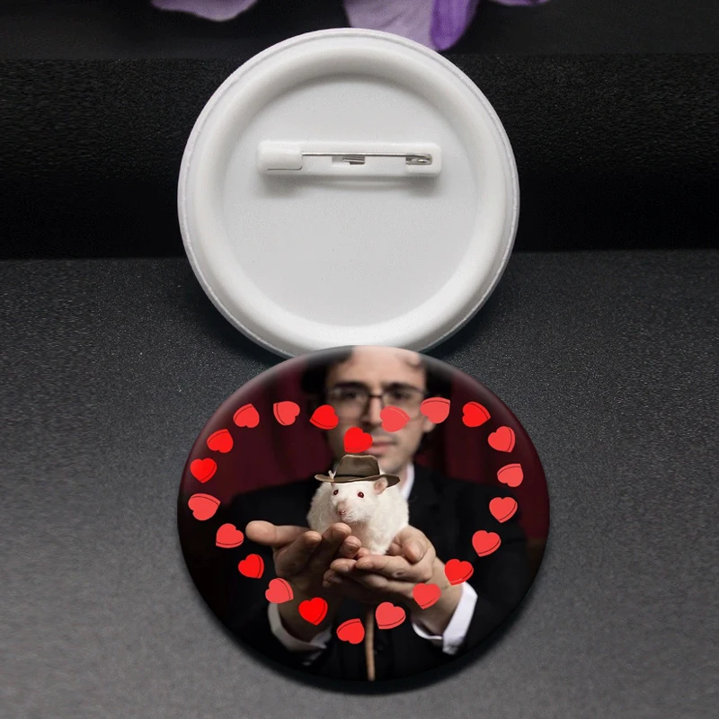 جولة الإبداعية الوجه المبتسم التلبيب دبابيس الحيوانات الفئران القطط دبابيس رائعة مقلة العين الرجعية أرنب ختم شارة اكسسوارات الهدايا