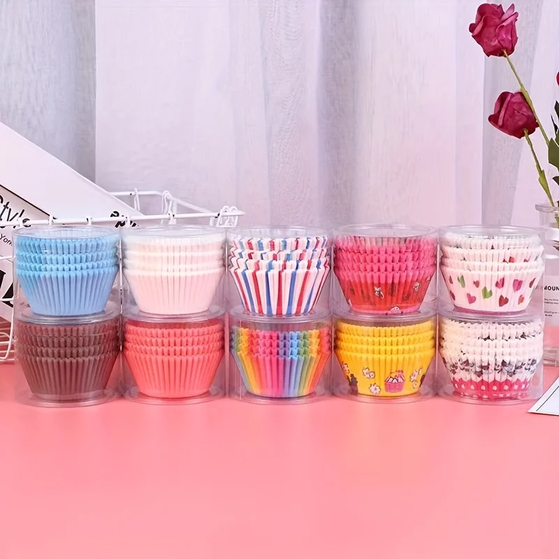 100/200 Colorful Mini Cupcake Liners - Pastel & Vibrant Colors, Durable Cardboard Baking Cups for Birthday Parties random color