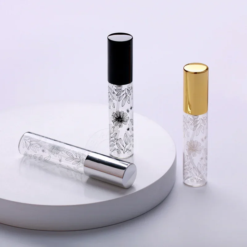 10 ML Portable Pattern Glass Perfume Bottle With Atomizer Empty Spray Cosmetic Liquid Mini Refillable Bottles Travel Parfum Case