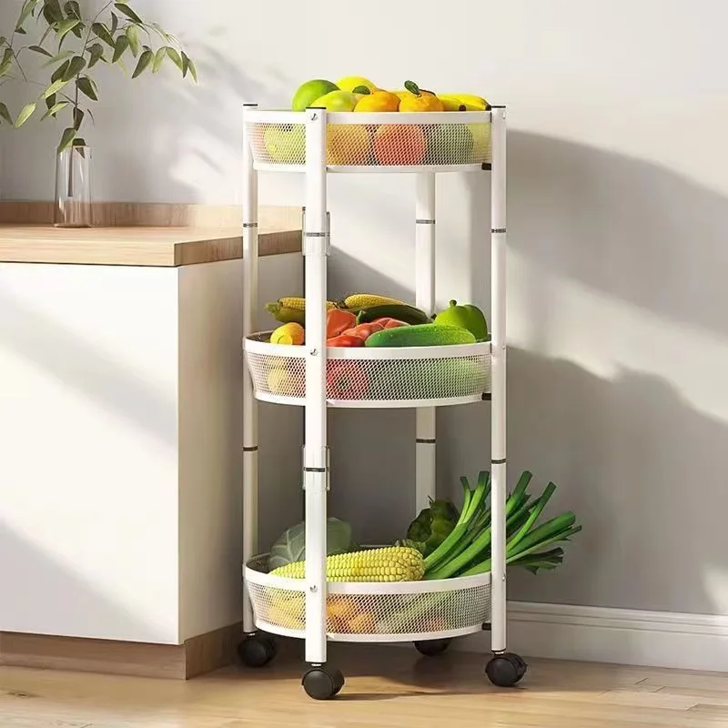 Upscale Kitchen Folding Storage Basket Portable Metal Rolling Storage Trolley Living Room Multifunction Storage Rack with Wheels