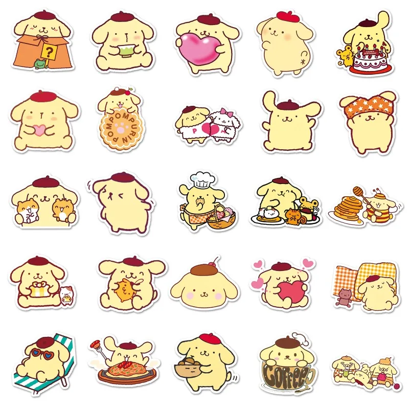 50pcs PomPomPurin Cute Dog Cartoon Animal Sticker Water Cup Laptop Luggage Desktop Stationery Waterproof Decorative Sticker