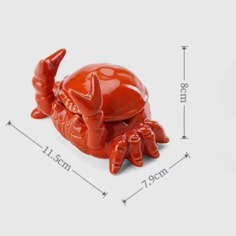 Ceramic Crab Ashtray Office, Home, Living Room, Covered Anti Fly Ash Ashtray Chinese Cute Decorative Ornaments image 5
