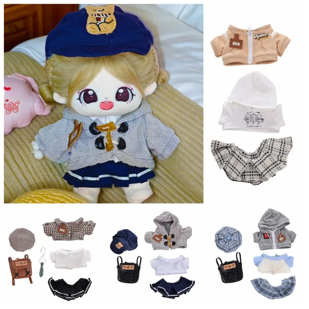 Academie Stijl Katoenen Poppenkleertjes Set Hoodies Hoed Katoenen Pop Rok Kawaii Rugzak Idool Poppen Jurk Kindercadeau