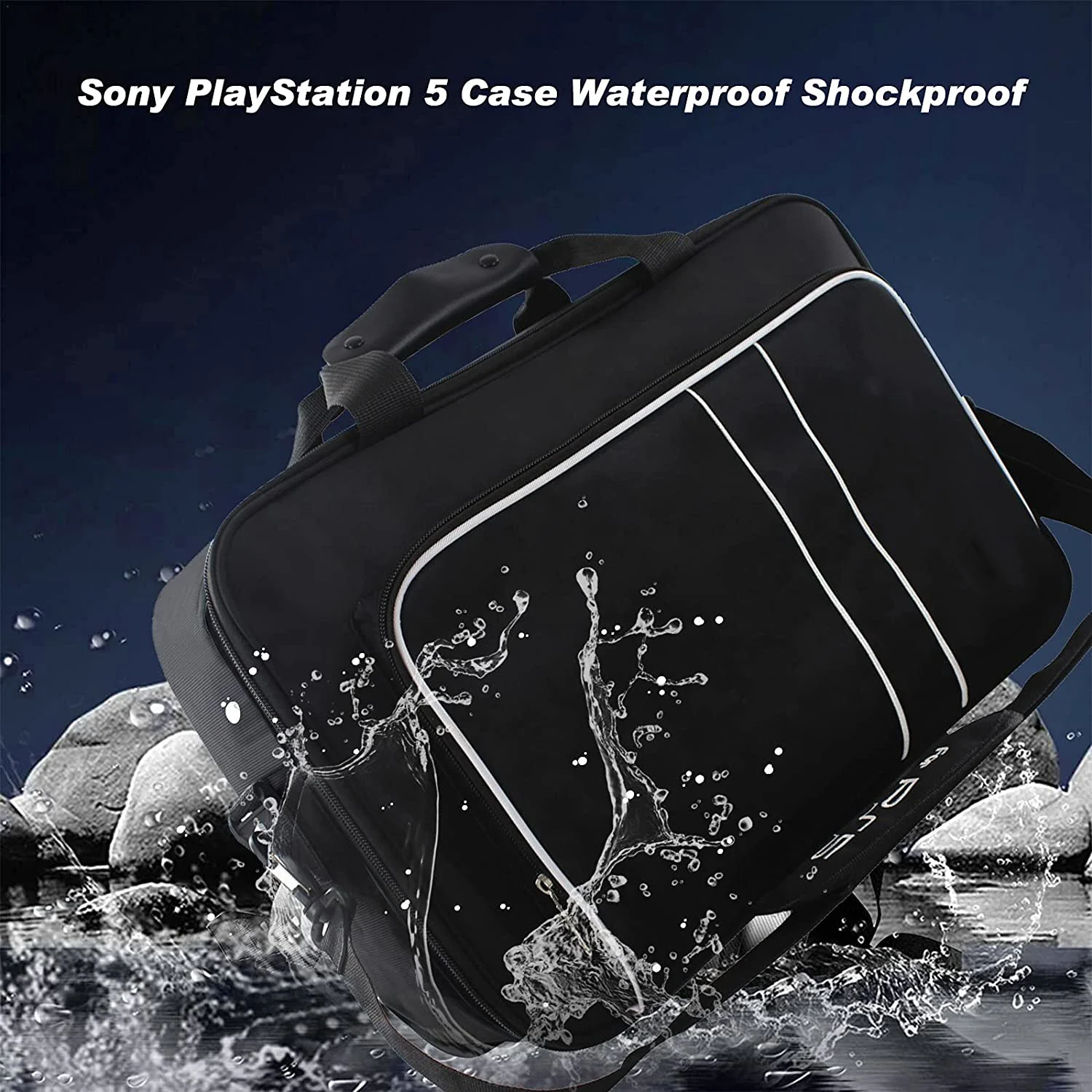 Carrying Case for PS5 Travel Bag Storage Disc/Digital Edition and Controllers Protective Shoulder Bag for Game Cards Accessories