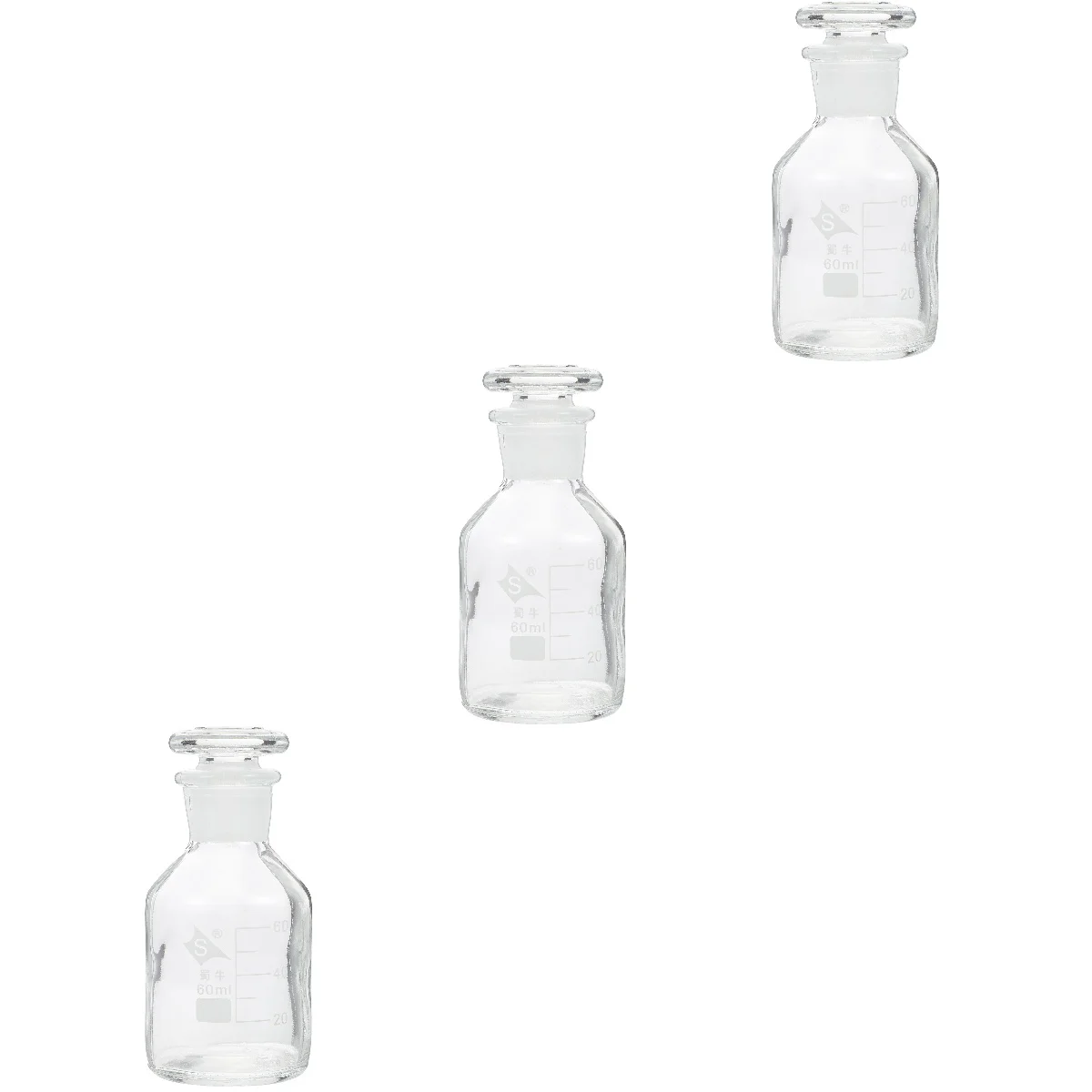 

3 Pcs Glass Reagent Bottle Laboratory Wide Mouth Chemicals Sample Bottles High Borosilicate