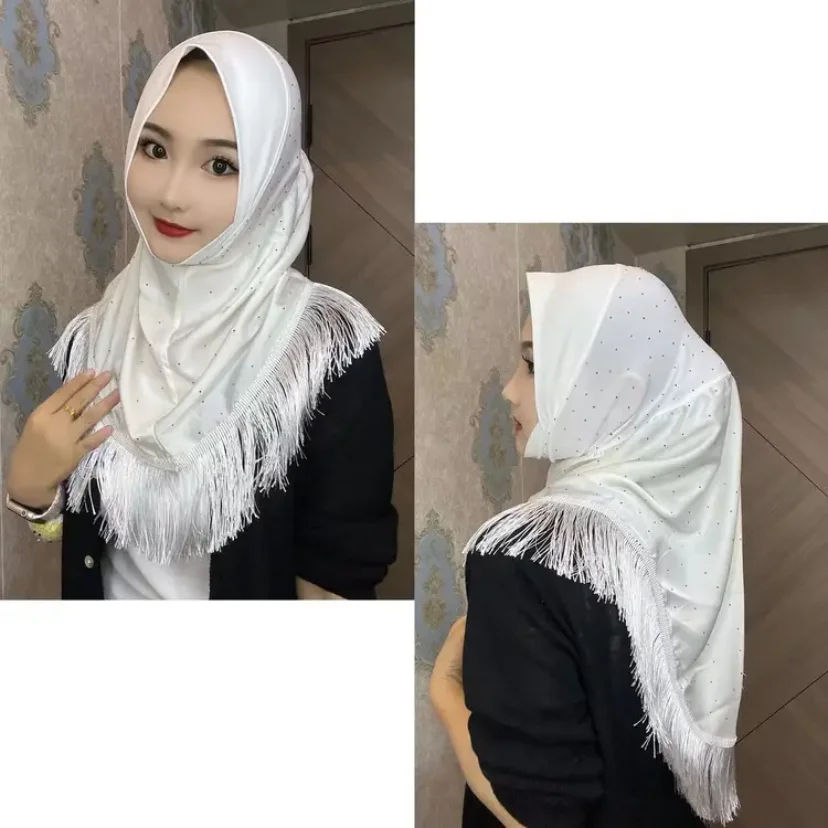 Bridal Shower Dubai Muslim Women Tassel Shawls Evening Party Hijabs