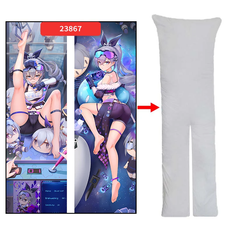 Honkai Star Rail Silver Wolf Pillowcase Split Legs Dakimakura Sex Anime Body Pillow Onahole Dakimakura Cover 150Cm Pillow Case