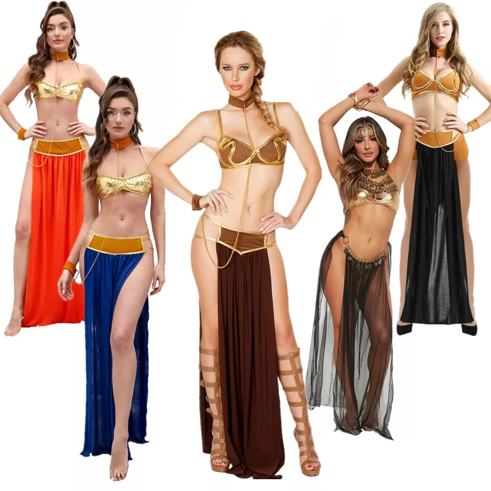 Halloween Ancient Princess Leia Cosplay Costume Sexy Goddess Dress Adult Stage Performance Outfits