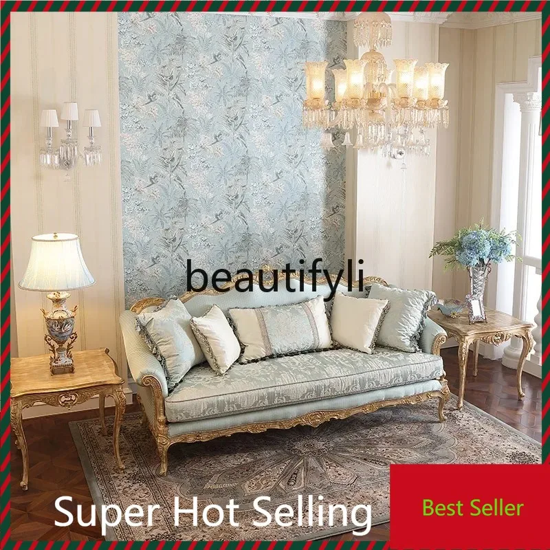 

G80 French court luxury fabric sofa solid wood sofa combination