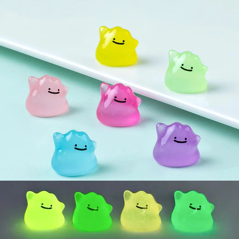 6pcs Luminous Mini Monster Beads Diy Ornament Accessories Creative Car Interior Desktop Decoration Figurines Kawaii Gift