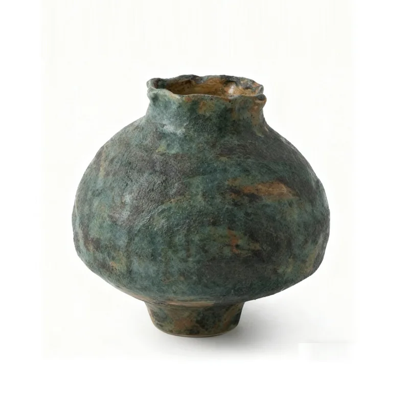 Wabi Sansan Wind Advanced Sense Medieval Zen Ceramic Vase Living Room Flower Arranger Dining Table Homestay
