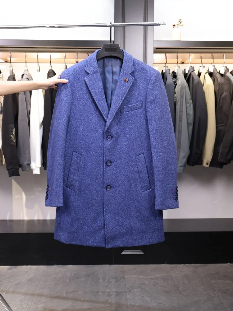 

Homesi осень-зима мужское теплое 50, шерстяное твидовое пальто средней длины на одной пуговице, деловое повседневное модное городское молодежное пальто