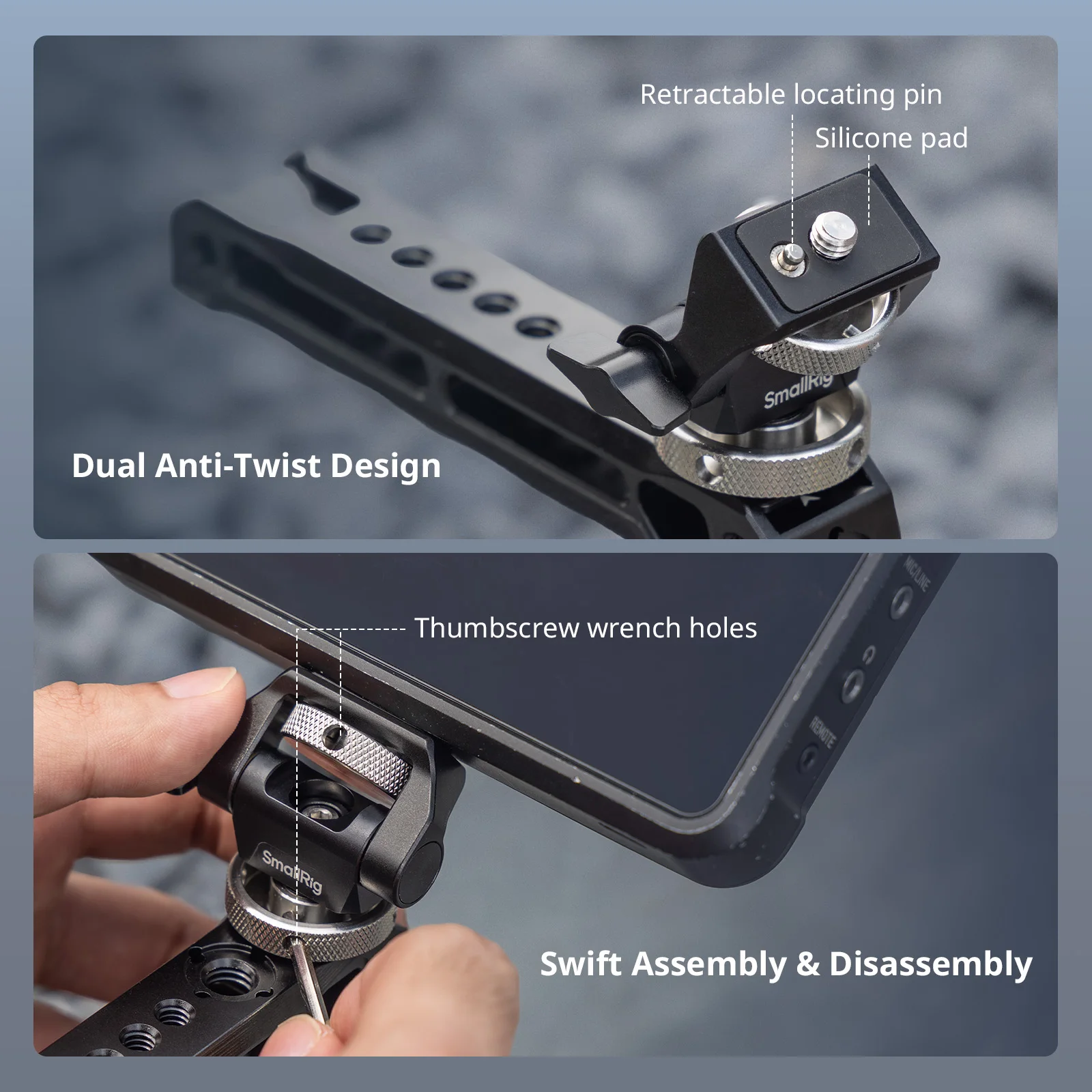 مقبض علوي صغير مع مجموعة دعم الشاشة، متوافق مع الحذاء البارد لكاميرا DSLR للميكروفون وأضواء الفيديو والشاشات-5322