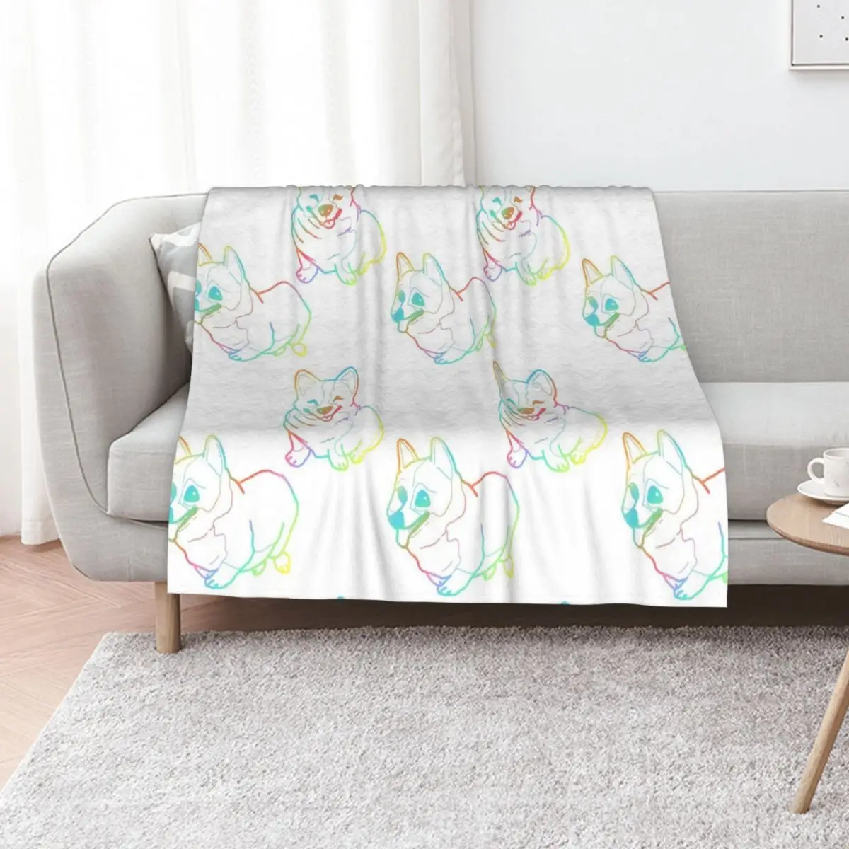 Holographic fat corgi magnet pattern Throw Blanket Beautifuls Retros bed plaid For Decorative Sofa Sleeping Bag Blankets