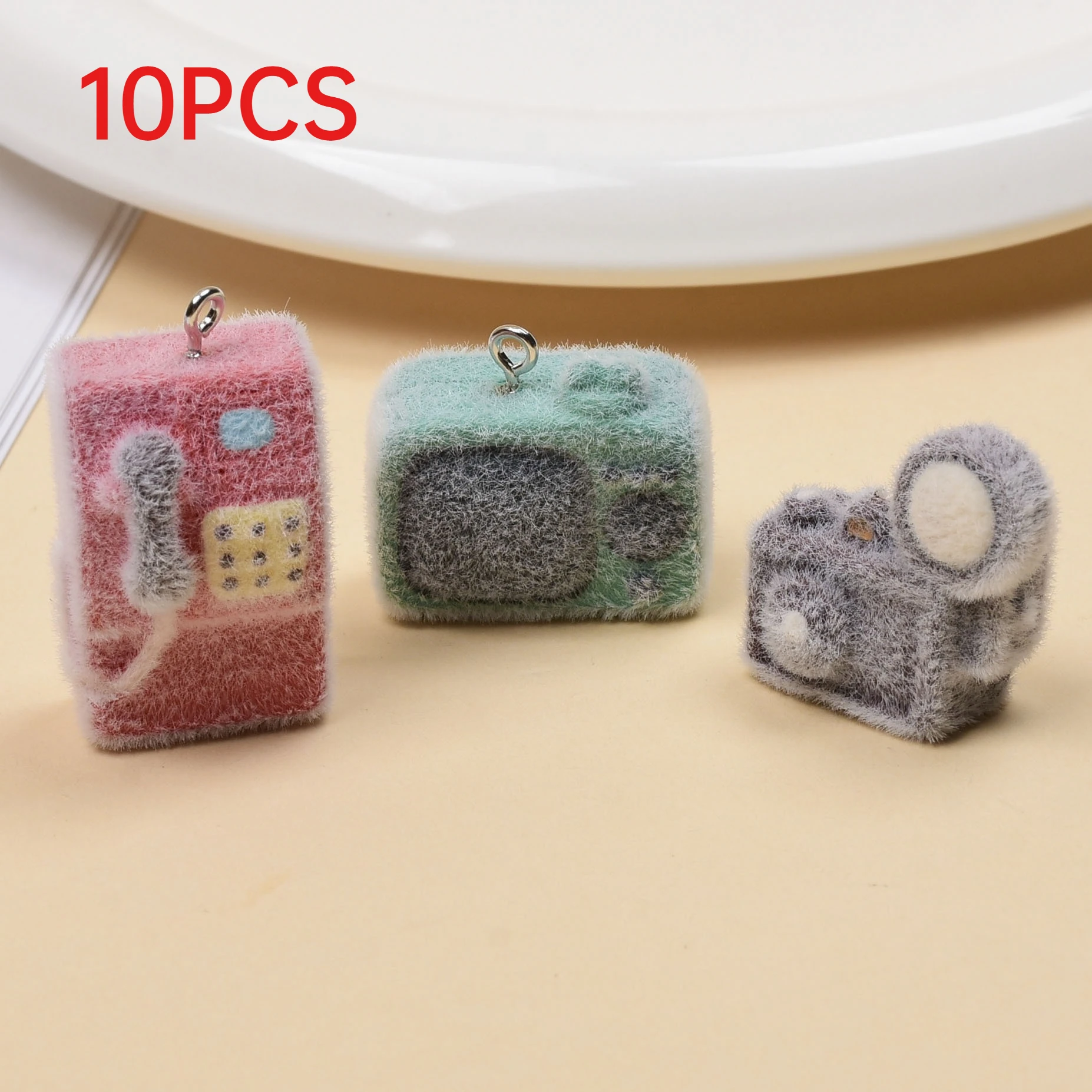 

10Pcs Flocked Resin Retro Furniture Appliance Charms DIY Pendants For Keychain Phone Chain Bag Accessories