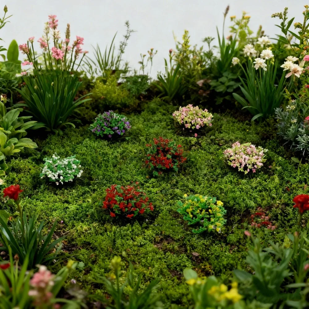 14pcs/set Multicolors DIY Miniature Garden Decor Plastic 13~15mm*10mm Durable Static Scenery Model Landscape Wargame Grass Tufts