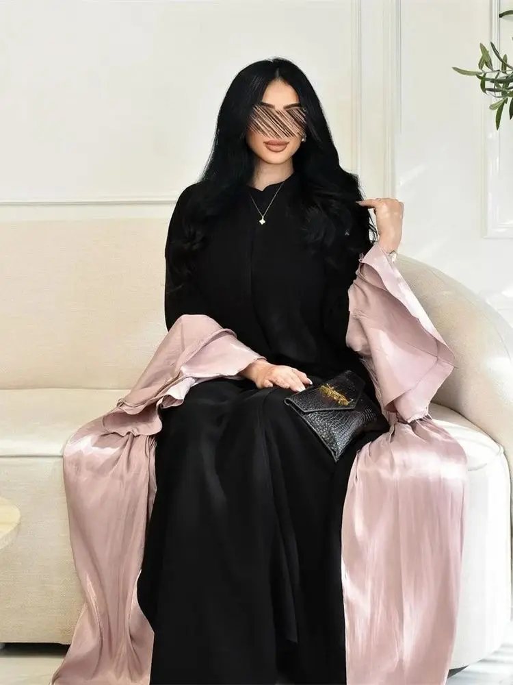 Kimono abaya de cetim para mulheres, vestido kaftan africano, vestidos africanos, Dubai, islamismo, vestimenta feminina, caftan feminino, Eid