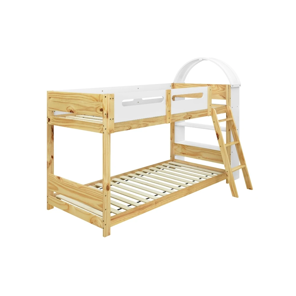 Kinder-Etagenbett mit 3-stufigem Regal, 3-stufiger Leiter und Sicherheitsgitter – stabile Lattenrostkonstruktion, geeignet für Kinderzimmer (ohne Matratze). – Detail 15