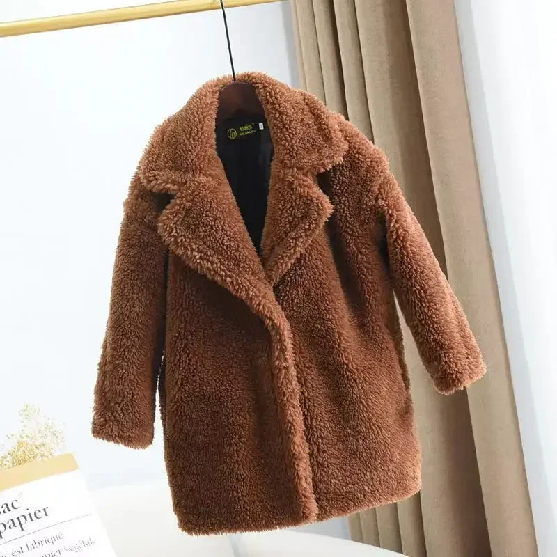 

Children Clothing Autumn Winter Faux Fur Children Coat for Boys Girls Long Coat Thickened Casual Warm Fashionable Kids Clothes