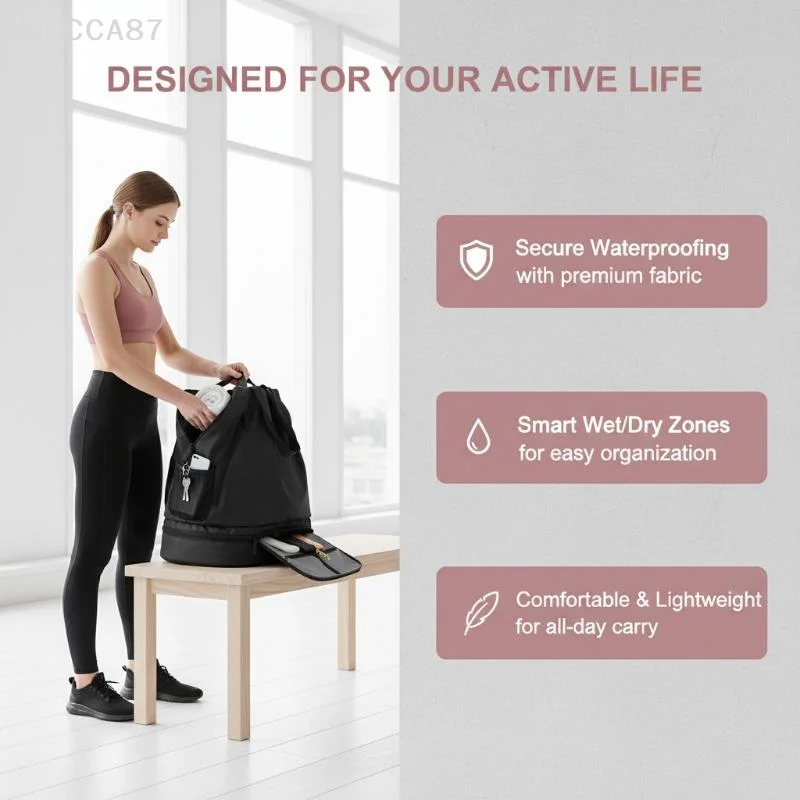 

Портативная сумка для плавания с разделением на сухое и влажное отделение, водонепроницаемая пляжная сумка для хранения, спортивный фитнес-рюкзак, сумка для плавания для мужчин и женщин