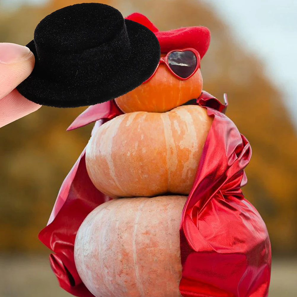 

Tiny Hat Christmas Decoration Mini Handcrafted Gift Snowman Hats for Crafts Black