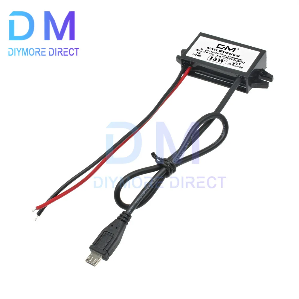 USB Car Power Charger DC Buck Converter Module Voltage Regulator 12 V to 5 V 3A 15W Waterproof Step Down Volt Power Module