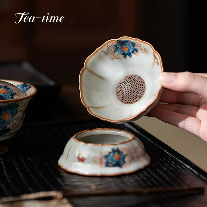 Ru Kiln Tea Strainer Aesthetic Tea Sieve Ceramic Leaf Filter Gracked Can Nurture Stainer Accessories Mate Teapot Infuser Tool