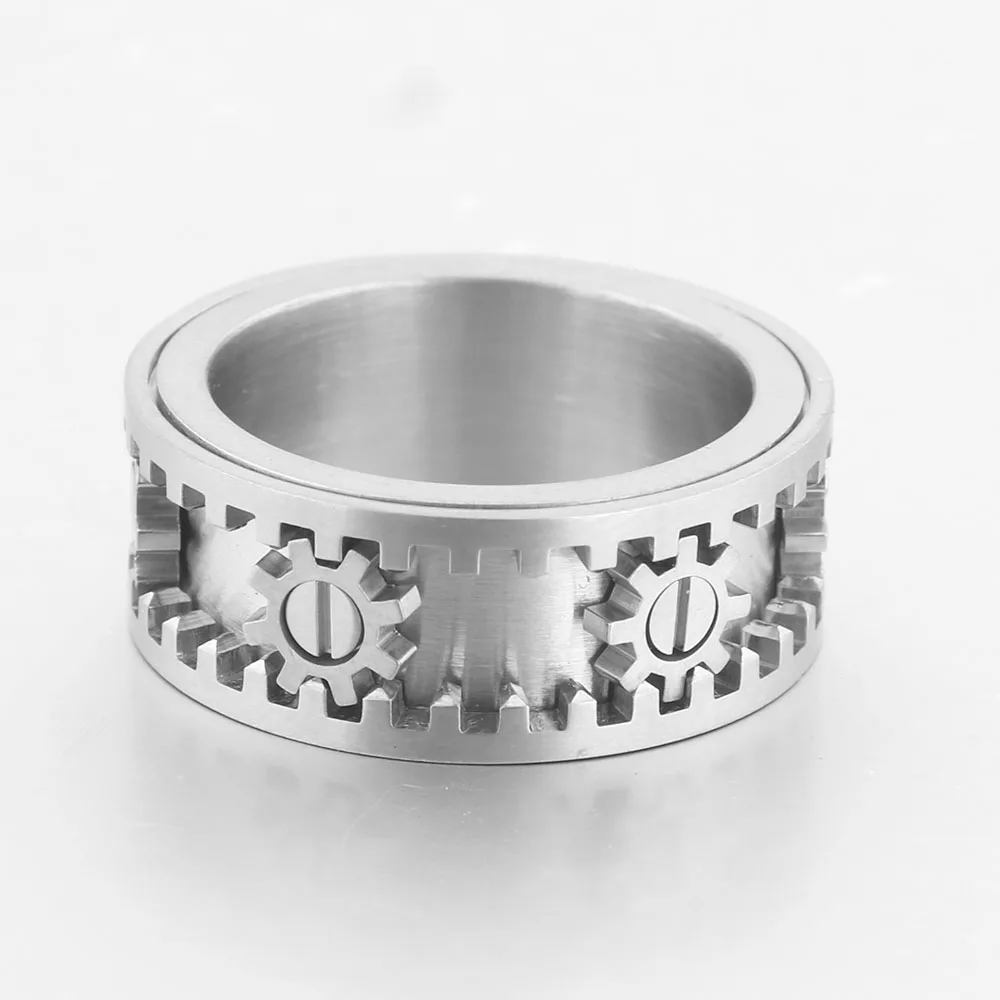 Titanium Steel Gear Rotatable Ring For Men And Women, Good Luck, Personality, Anxiety And Stress Relief Bracelets