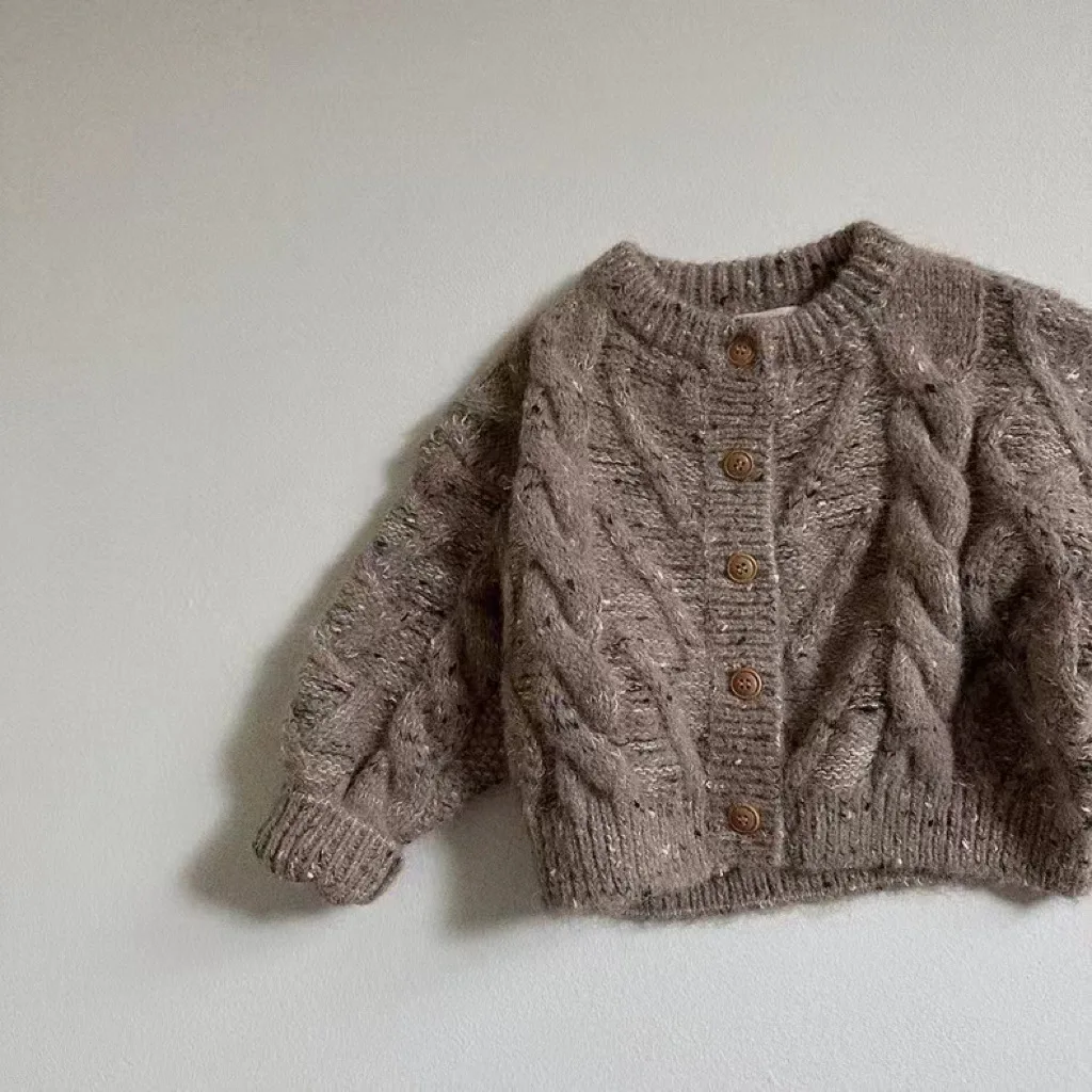 Abrigo de punto de manga larga para bebé, suéter de algodón para niña, cárdigan de punto Vintage para niño pequeño, chaqueta para niño, Otoño, 2024