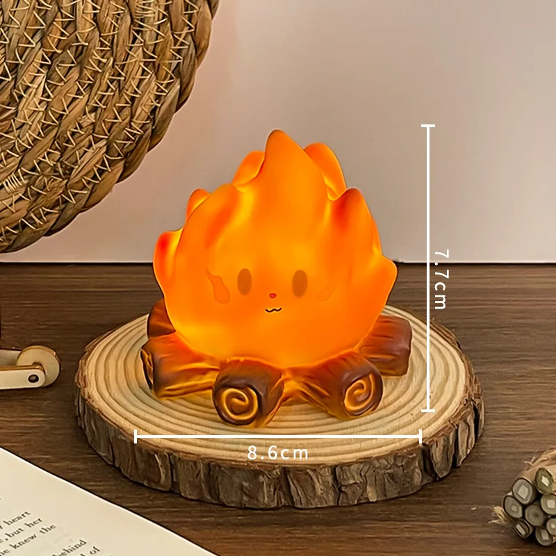 Mini Niedliche Cartoon-Lagerfeuer-Silikonlampe, Kreative LED-Flammensimulation Holzscheit-Lampe, Sanftes Leuchten Schlafzimmer-Ambiente-Deko Spielzeug