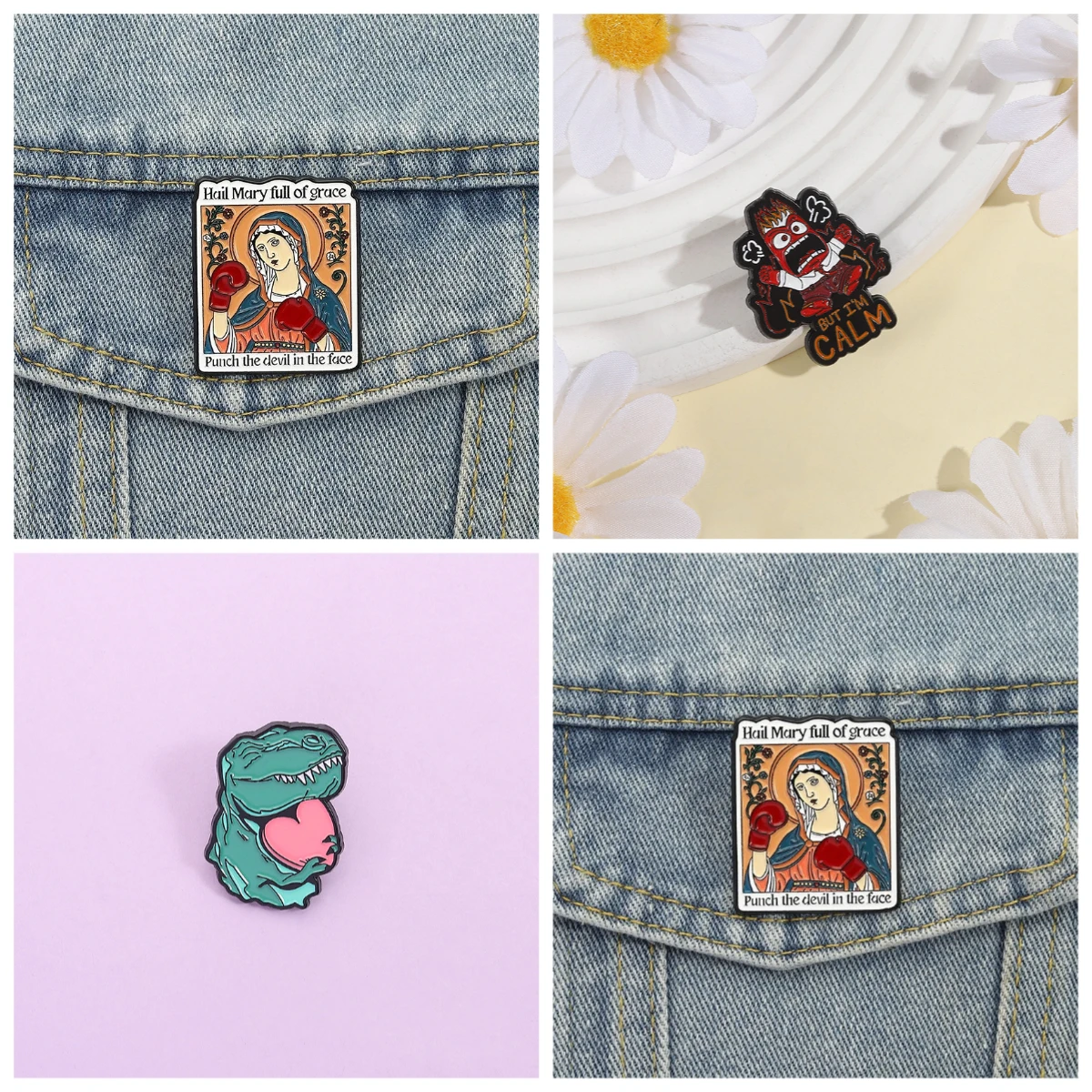 Lapel Pins Cartoon Geometry Tarot Card Brooch Boxing Gloves Funny Alloy Badge Creative Clothing Pin Badges Pins for Backpacks