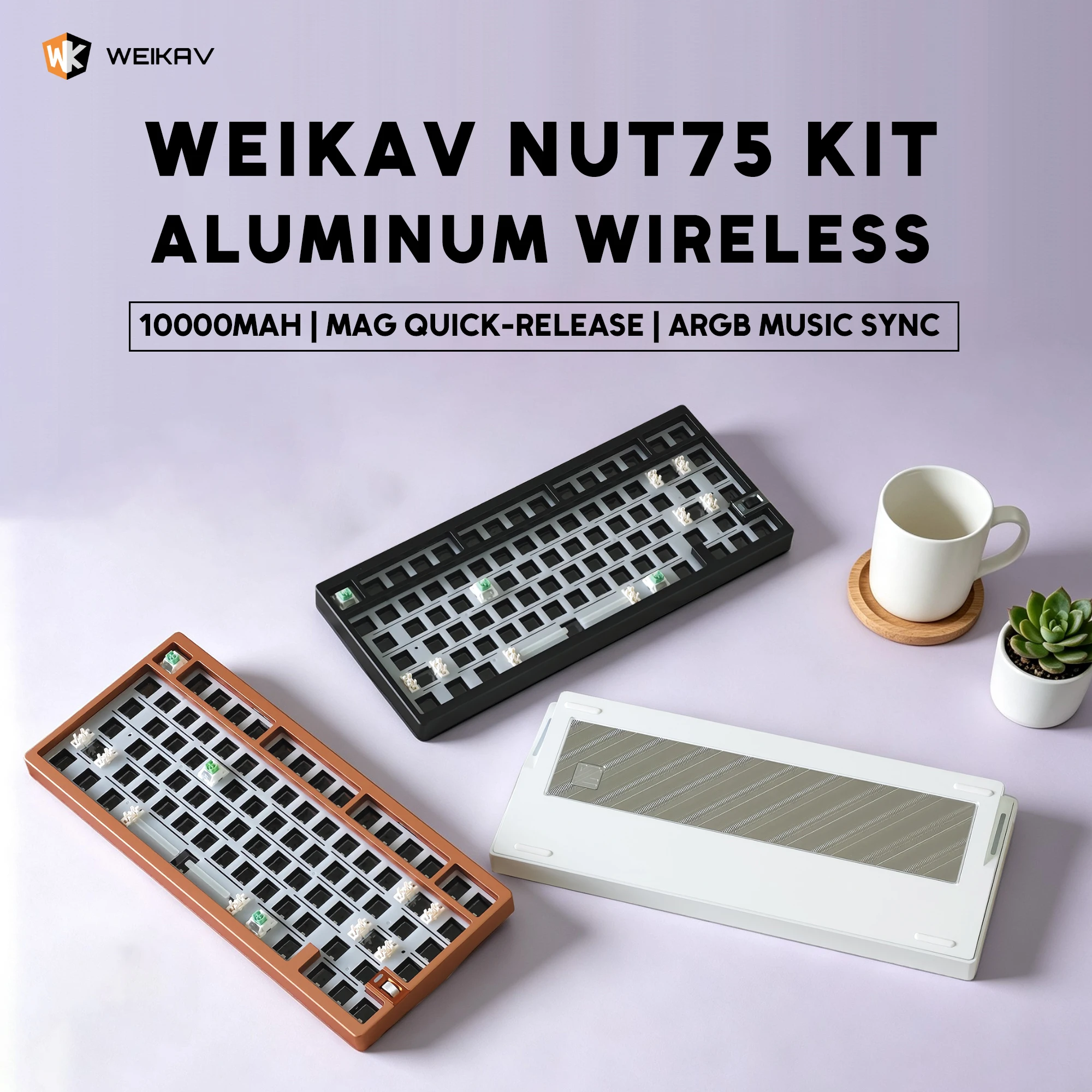( W MAGAZYNIE Oryginalny ) WEIKAV NUT75 NUT65 Aluminiowy Bezprzewodowy Zestaw Mechanicznej Klawiatury Gamingowej Bluetooth RGB Hotswap Klawiatura dla Graczy