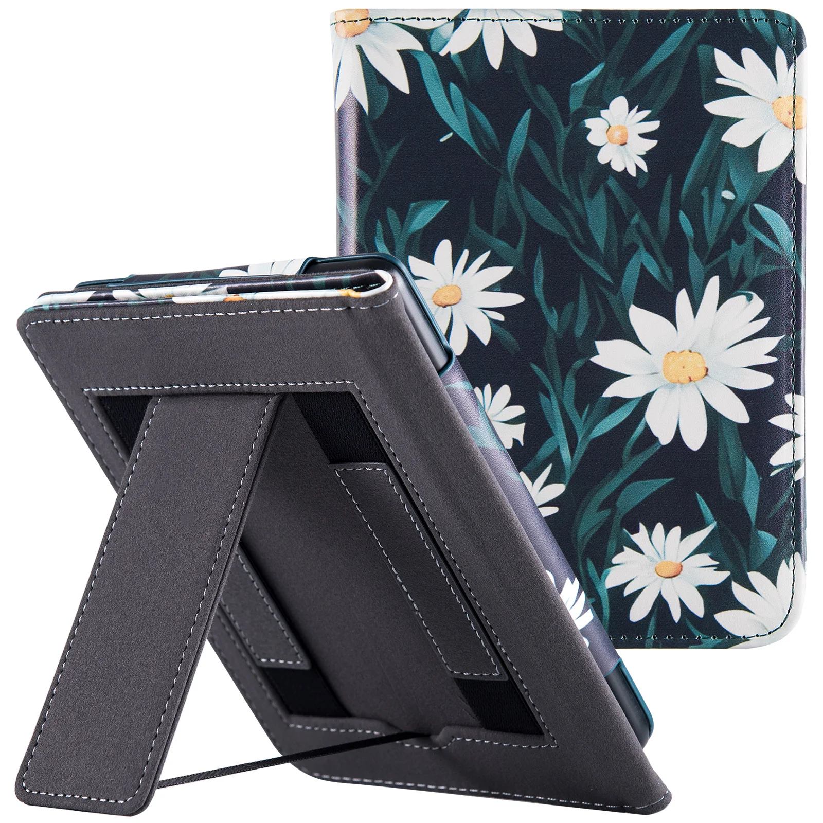 Stand Case for 6-inch Kobo Clara Colour/Clara BW/Clara 2E e-Reader,Premium PU Leather Sleeve Cover with Hand Strap/Smart Sleep/W