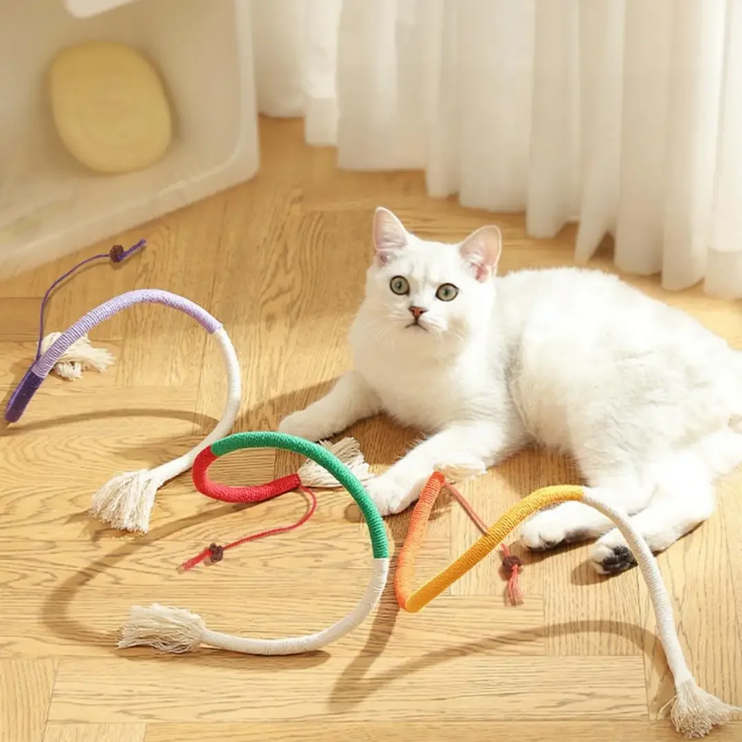 

Cat Sisal Rope Bite Resisant Carnip Toys Durable Grinding Teeth Teasing Stick Interactive Cotton Chewing Toys For Indoor Cats