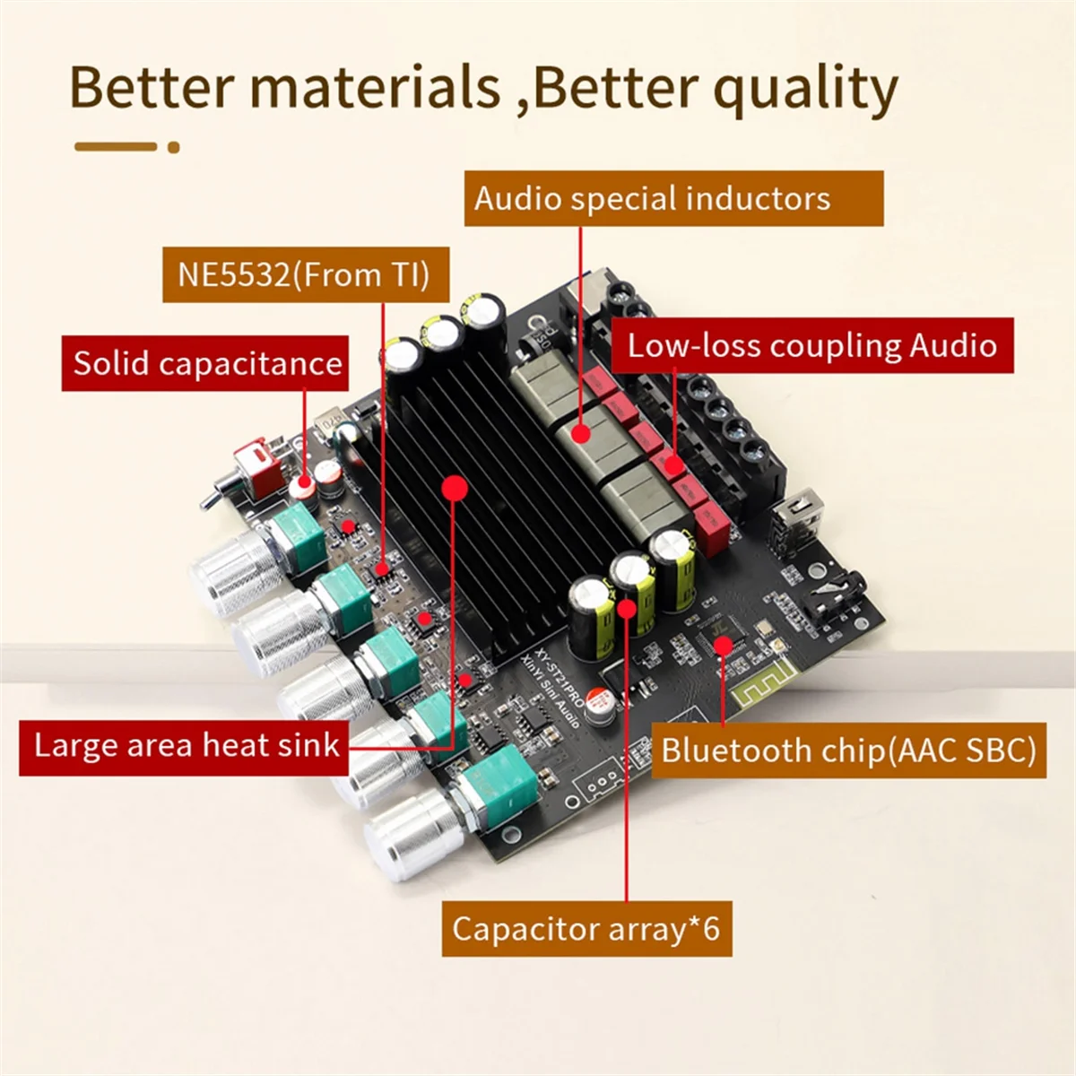 ST21PRO Bluetooth Digital Audio Power Amplifier Board 2.1 Channel 100Wx2+200W Subwoofer TPA3221 Exceeds 3116 C-Elect