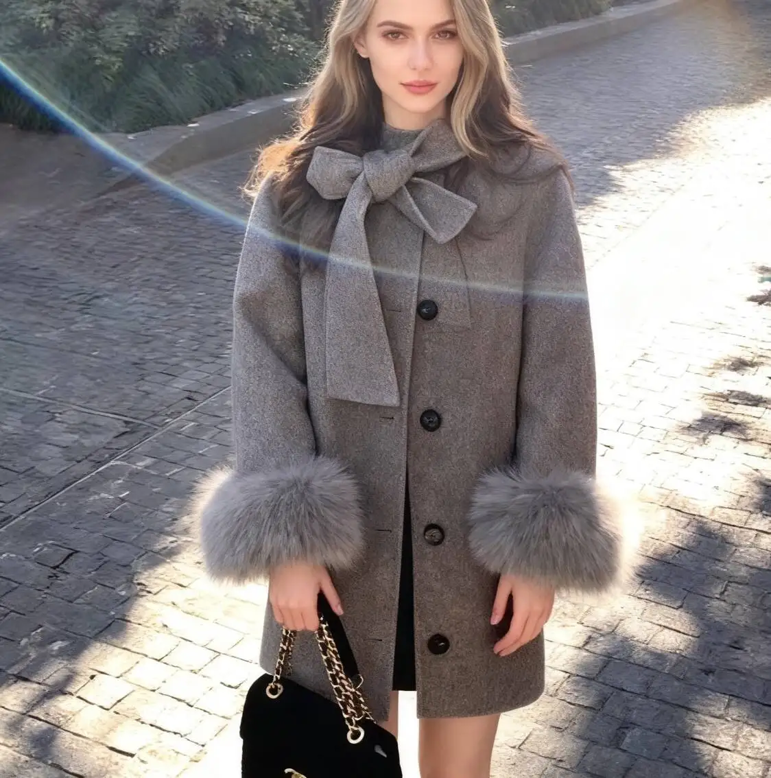 Wool Blend Coats Womens Woolen Coat Orange Fall Blended Appliques Notched Collar Chic Style Preppy Urban Tasteful Modern Commute