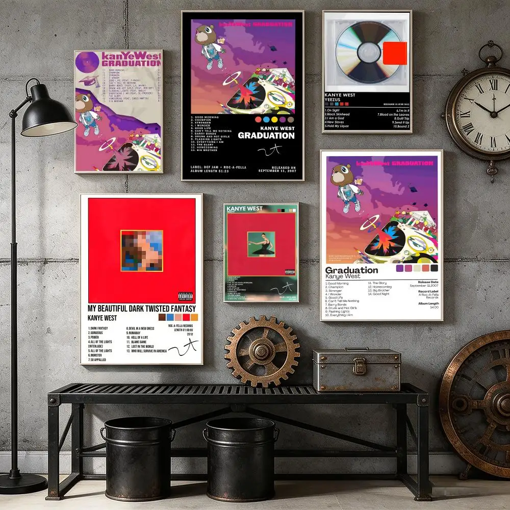 K-Kanye West Album Rapper Painting Calligraphy Canvas Poster Bedroom Living Room bar Hallway House interior Wall Decor