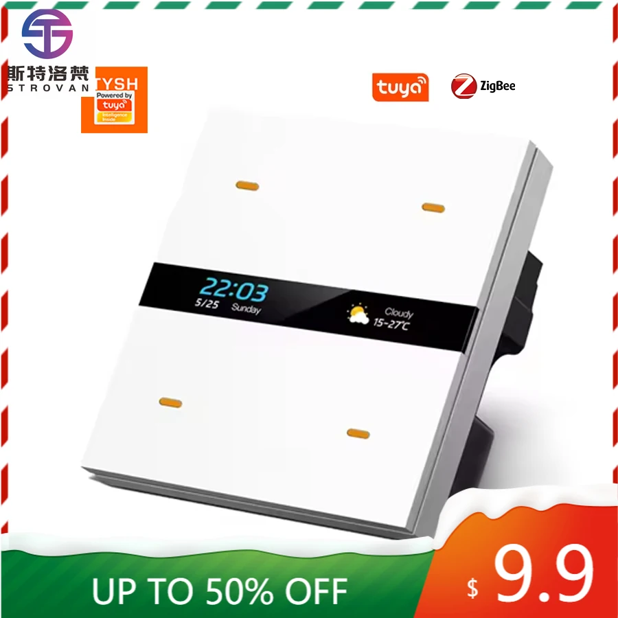 

STLF Tuya Zigbee Smart Switch 4 Button Pattern Home Automation Smart Home Scene Control Touch Switch for Light