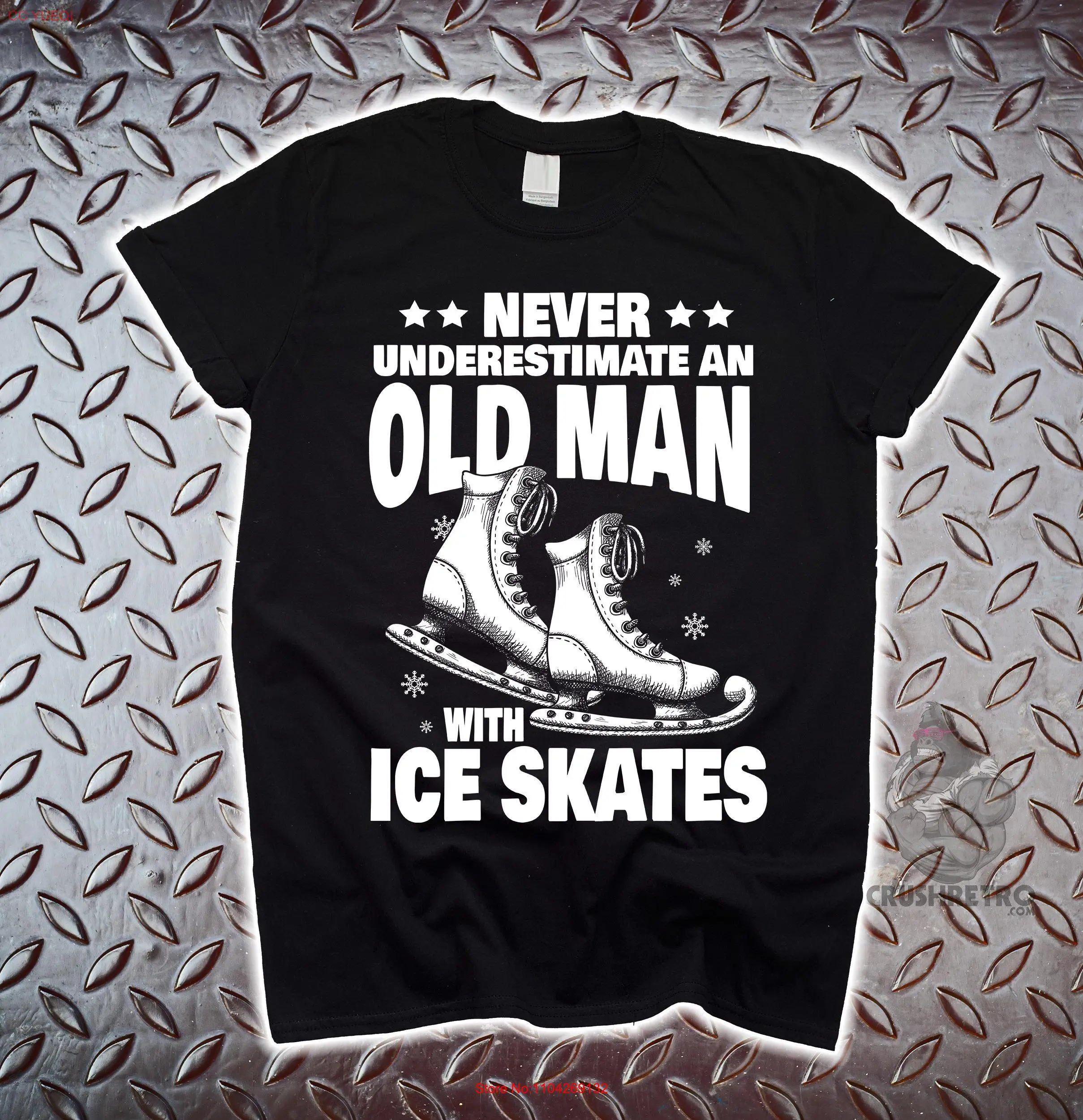 

Никогда не недооценивайте старика с коньками Футболка для папы, дедушки, его, Дня отца, дня рождения, длинные или с короткими рукавами