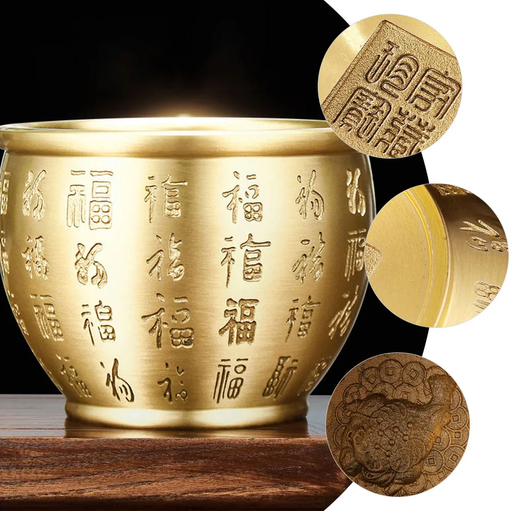 

Sturdy Brass Offering Bowl Exquisite Workmanship Wealth Basin Ideal for Home Shop Tabletop Adornment Brass Bowl