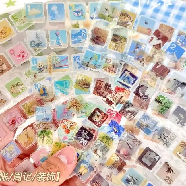 12pcs Four Seasons Frosted Die-Cut Stickers INS Style Laptop Phone Case Journal Decor