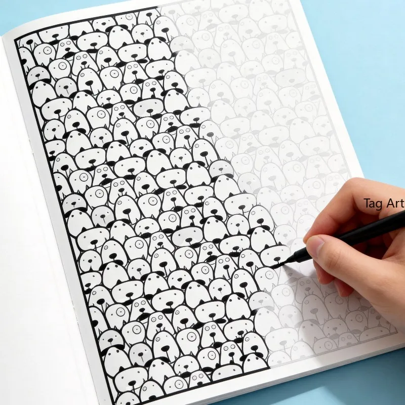 Copying and Drawing Line Graffiti, with A Lot of Cartoon Cats Fine Line Draft Coloring Books, Stress Relieving Coloring Book