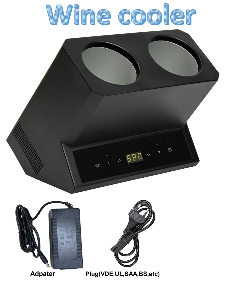 2-Bottle wine cooler with digital temperature display for the perfect taste of wine