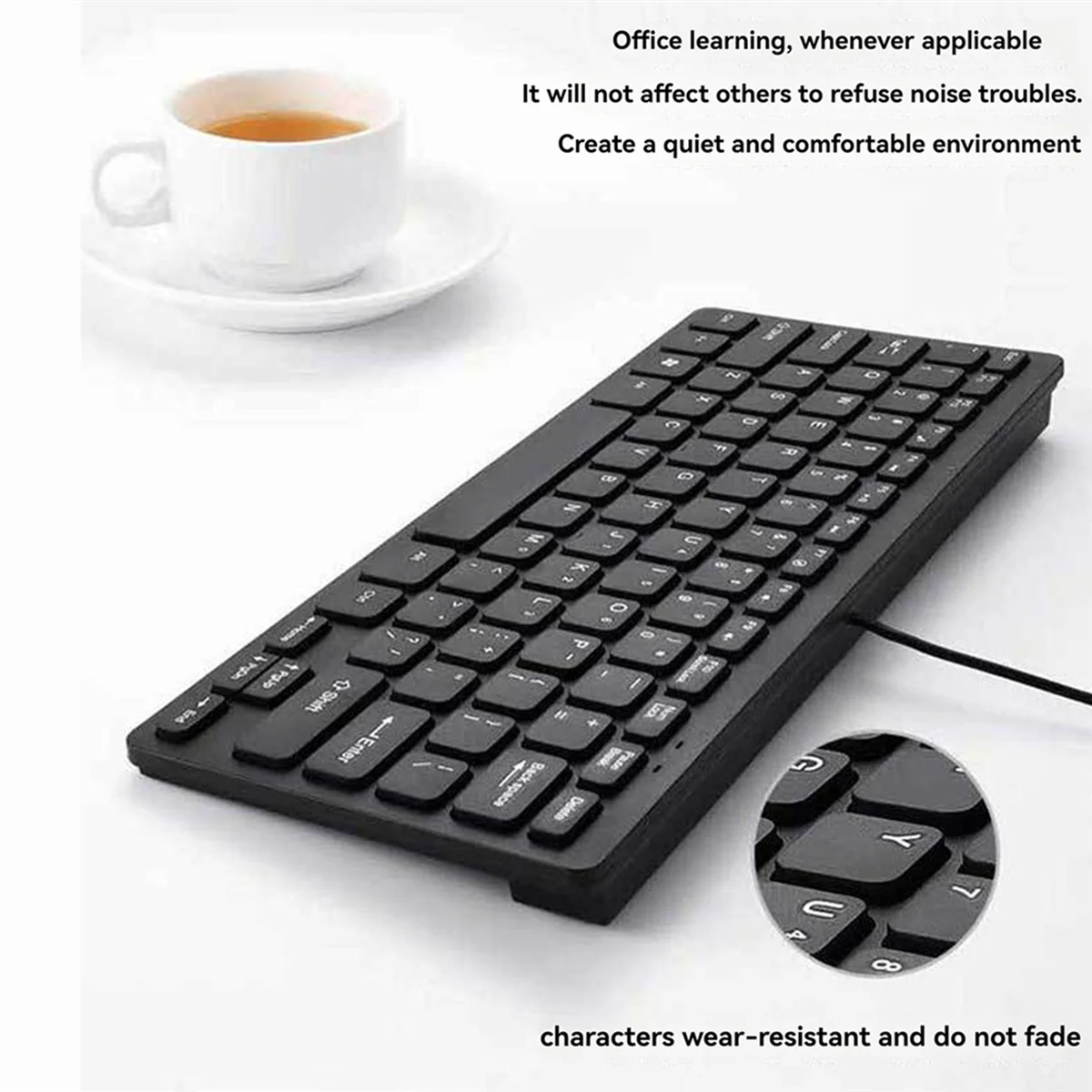 AB51 2X Compact Wired Keyboard USB - Keyboard Ultra Tipis untuk PC Mini Gaming Keyboard Hitam