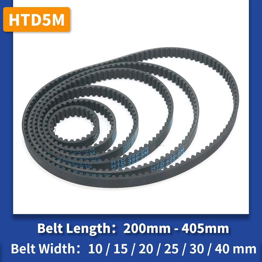 HTD 5M Belt 200mm 405mm Belt Length HTD5M Rubber Timing Belt 10mm 15mm 20mm 25mm 30mm 40mm HTD 5M Synchronous Belt Pulley Belt