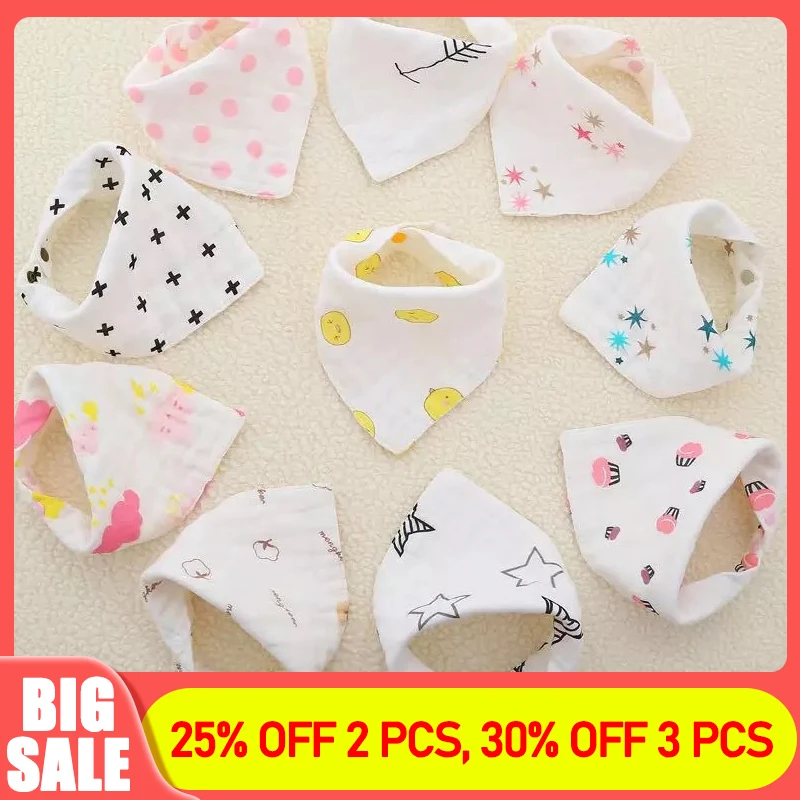 8-layer Muslin Baby Bibs 100% Natural Cotton Soft Baberos Bebe Animal Bandana Infant Smock Burp Cloth Feeding Saliva Towel