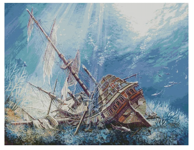 Seabed Sailing boat sea scener 14CT Unprinted Top Quality Cross Stitch Kits Embroidery Art DIY Handmade Needlework Home Decor