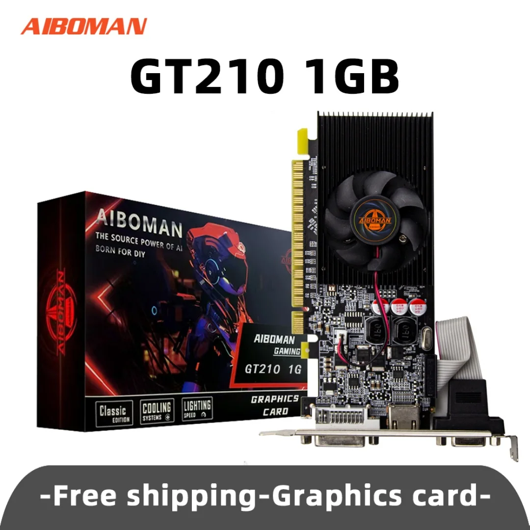 AIBOMAN GT210 1GB بطاقة رسومات الكمبيوتر GDDR3 HDCP جاهزة PCI-E 1.1x16 ملحقات تجميع الكمبيوتر 589MHz GPU على مدار الساعة #1