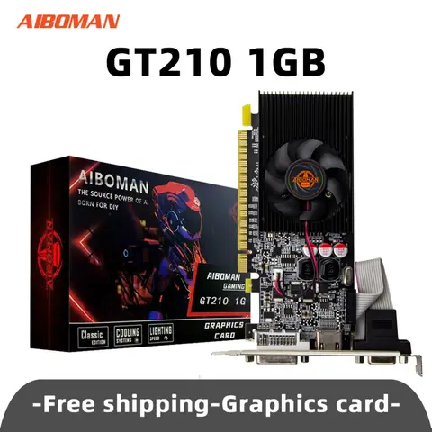 AIBOMAN GT210 1GB Computer Graphics Card GDDR3 HDCP Ready PCI-E 1.1x16 Computer Assembly Accessories 589MHz GPU Clock