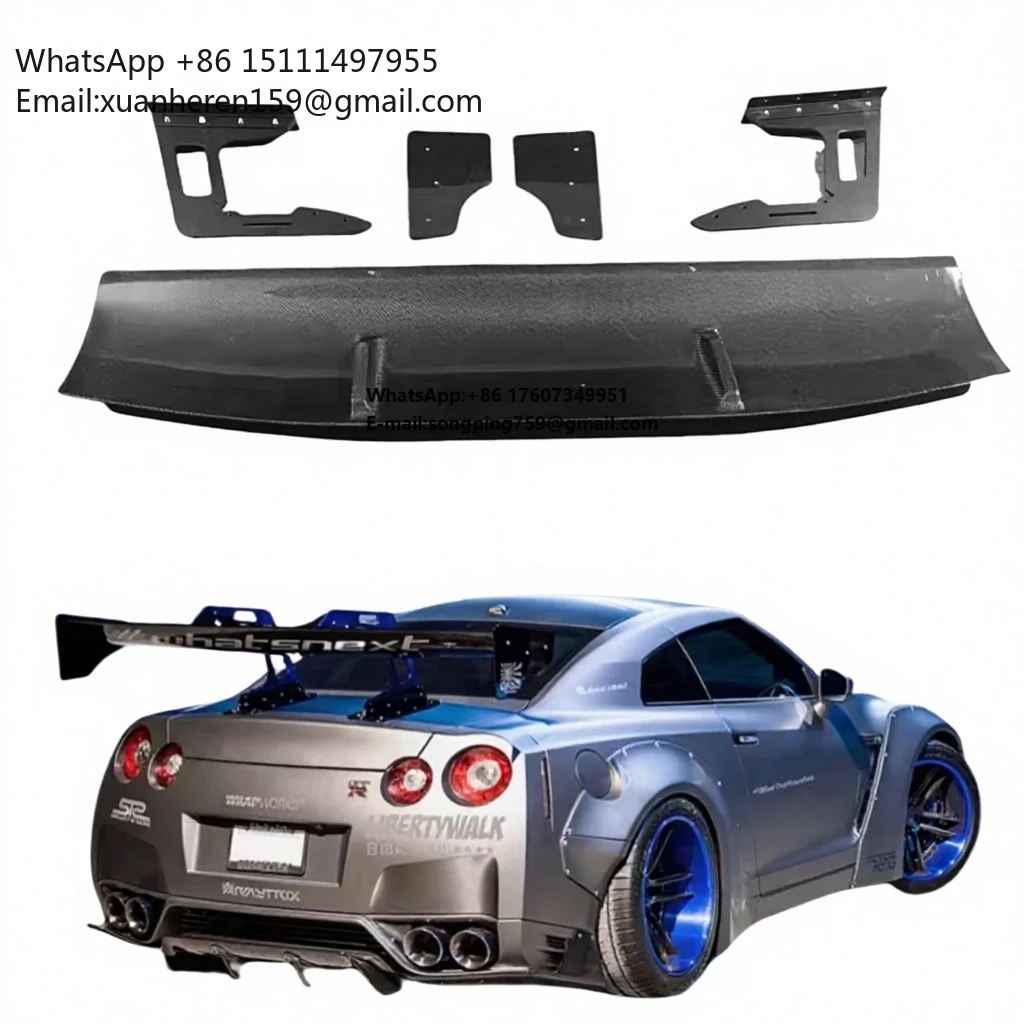 GTR R35 Spoiler LB Style Trunk Lid Spoiler Carbon Fiber Fixed Wing for Nissan GTR R45 GT-R35 Carbon Fiber Tail Wing